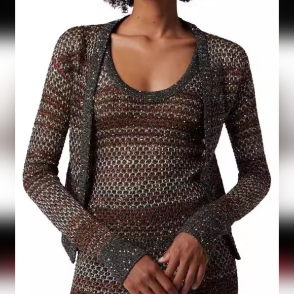 Sweaters - Women's Striped Knitted Cardigan V-Neck Long SleeveSingle Breasted Vintage